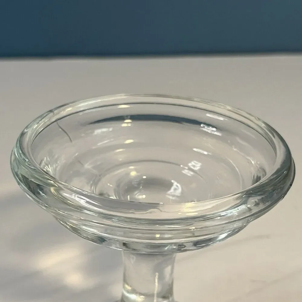 Vtg Clear Glass Fairy Lamp Pedestal Bottom Base Only Replacement PartyLite 4.25”